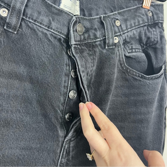 FREE PEOPLE WE THE FREE EDEN HIGH SLOUCHY FLARE JEANS IN BLACK SIZE 28 SHORT - Picture 12 of 16